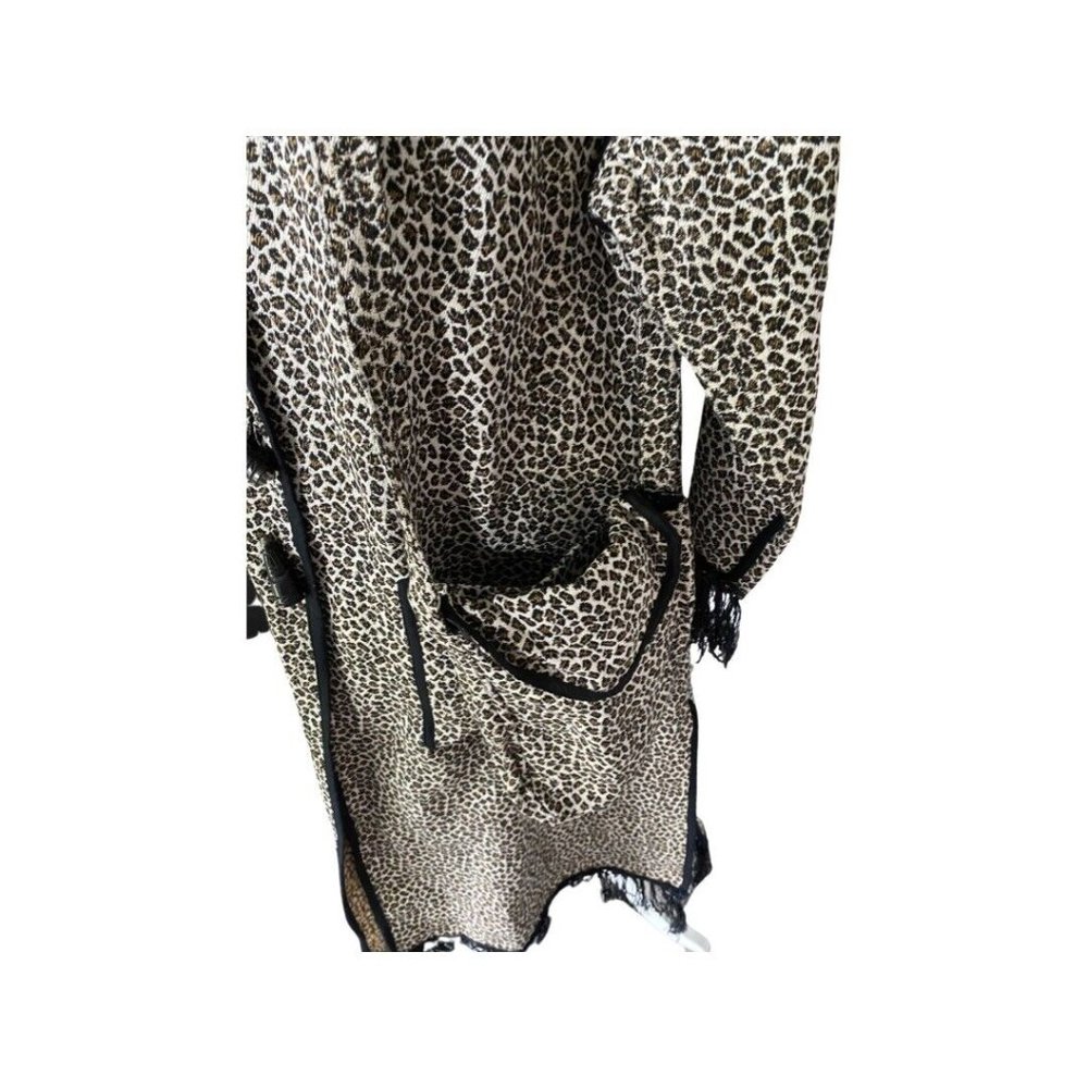 Vintage Shermarke Leopard Print Jacket Includes Hat & Purse One Size Fringe - Picture 4 of 5